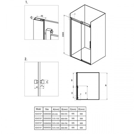 Дверь для ниши Deante Hiacynt KQH_010P стекло прозрачное 100×200см