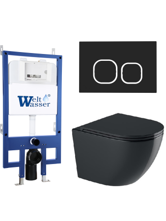 Комплект инсталляции с унитазом Weltwasser BAMBERG 545 + MERZBACH 043 GL-BL + BAMBERG BL