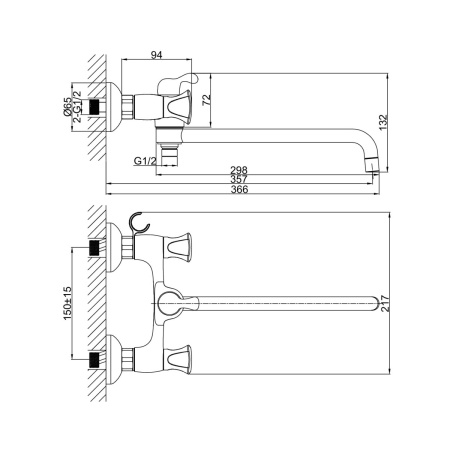 Смеситель для ванны D&K Hessen DA1383301, хром
