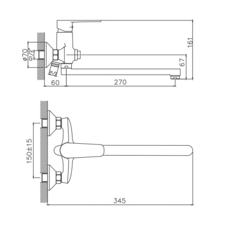 Смеситель для ванны Cron CN22337, хром