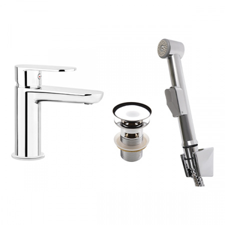 Смеситель для раковины с подключением гигиенической лейки Deante Alpinia BGA_027M хром