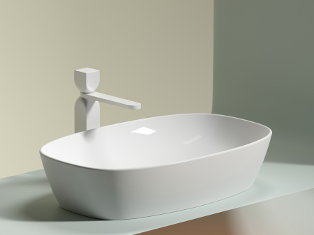 Умывальник чаша накладная овальная Ceramicanova Element 600*380*138мм, Белый, CN6049
