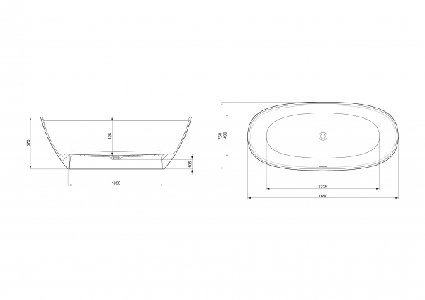 Каменная отдельностоящая ванна Roca Ariane 165x75