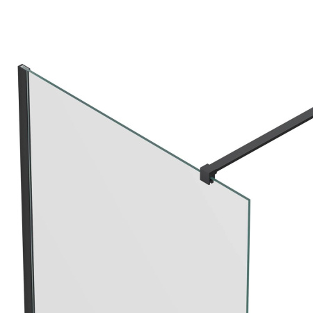 Душевая перегородка, ограждение Reflexion RX20090CBL-14 Walk in 200x90см, прозрачное закаленное стекло 8мм, черный профиль