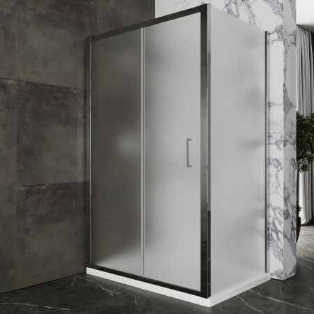 Душевой уголок Roxen Caspia 55060-100C (100х80) стекла матовые/профиль хром