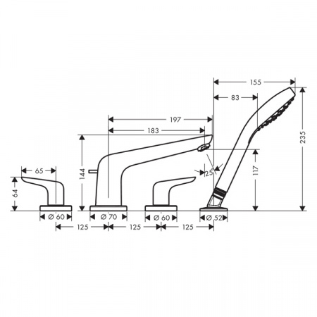 Смеситель на борт ванны Hansgrohe Novus 71333000