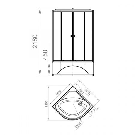 Душевая кабина Domani-Spa Delight 110 high 100х100 DS01D110HWCl00