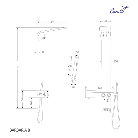 Душевая панель Cerutti SPA BARBARIA B  CT9657