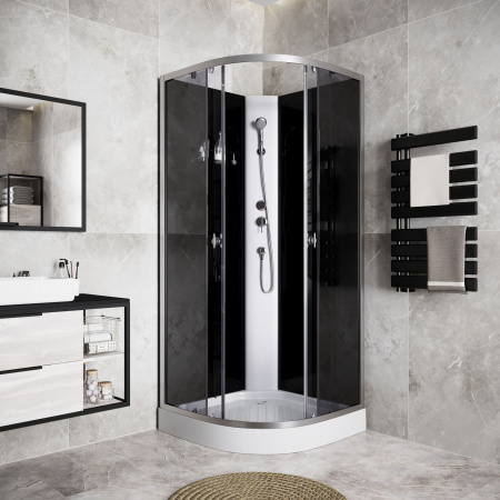 Душевая кабина Niagara Eco E90/13/TN/BK (90х90х200) низкий поддон(13см),стекло тонированное,3 места