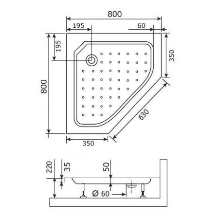 Душевой поддон трапеция RGW STYLE-TR 80х80, 16180588-11