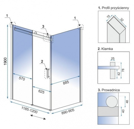 Душевой уголок Rea Marten 90x120 REA-K4002 CHROM