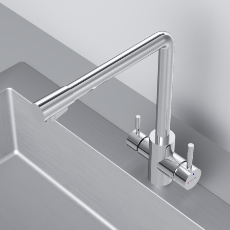 F85B05700 X-Joy S, Смеситель для кухни AM.PM с L-изливом с каналом для питьевой воды, хром