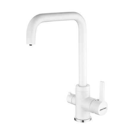 Смеситель для кухни Paulmark LOGAS Lo213021-431TW, белый матовый полностью
