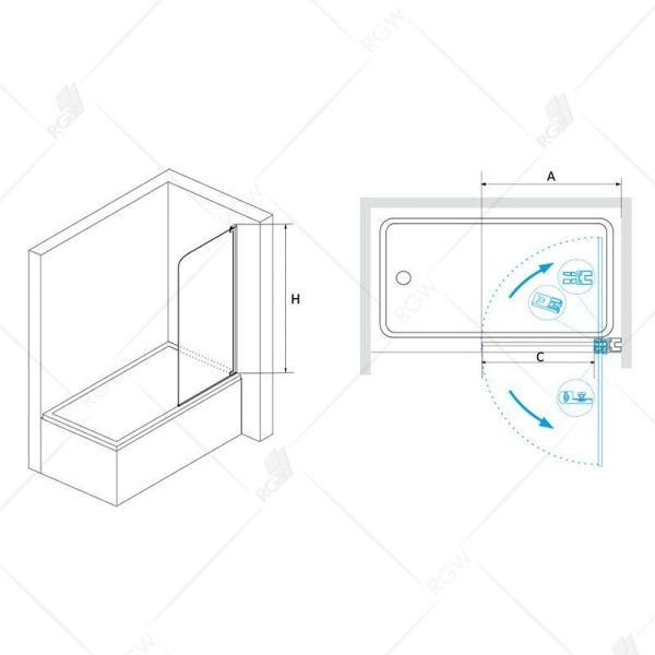 Шторка на ванну RGW SC-01 03110108-11 прозрачное стекло, хром