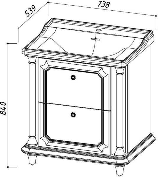 Тумба под умывальник Belux Дуглас Н 75-02 Белый глянцевый