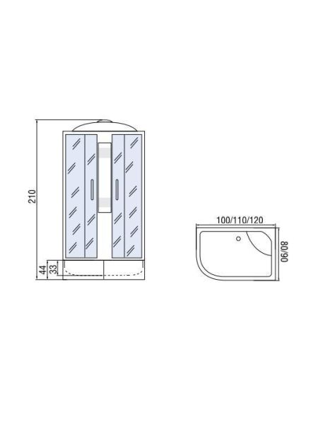Душевая кабина МОНОМАХ МОНОМАХ 100/80/44 С МЗ R 1000х800х2100мм