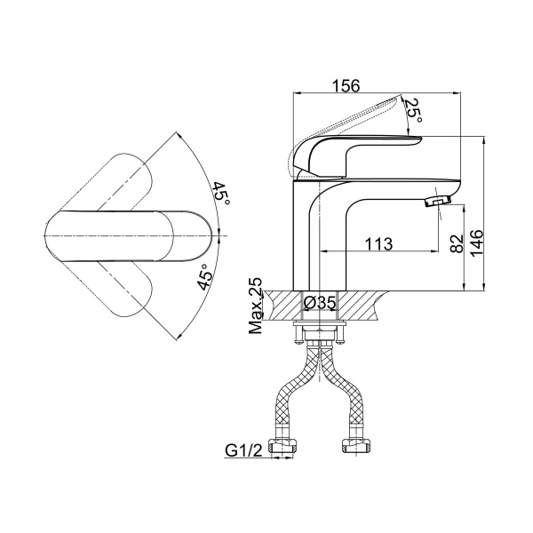 Смеситель для раковины D&K Venice DA1022118, черный