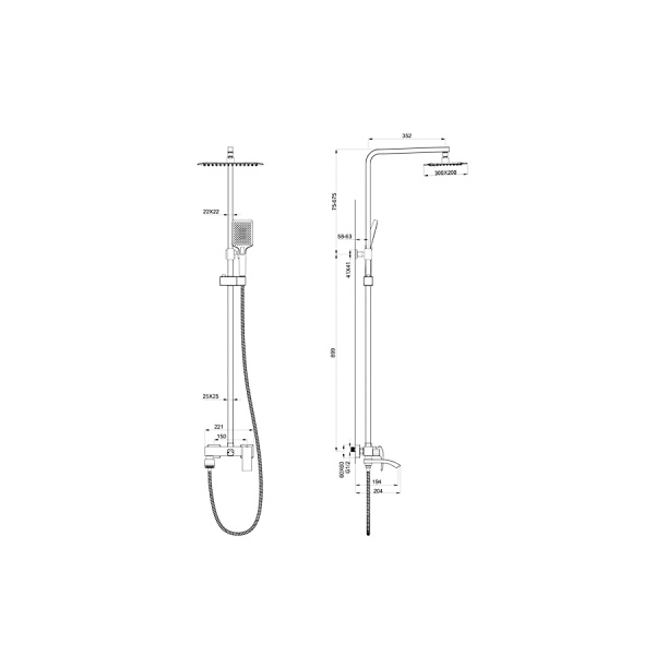 Душевая система WONZON & WOGHAND, Темный графит (WW-88739009-BGM)