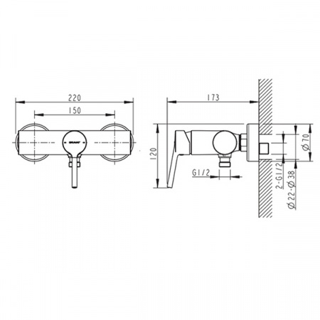 Смеситель для душа Bravat Palace F9172217CP-01-RUS