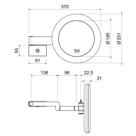 Зеркало косметическое с подсветкой TIMO Petruma 15276/17, матовое золото
