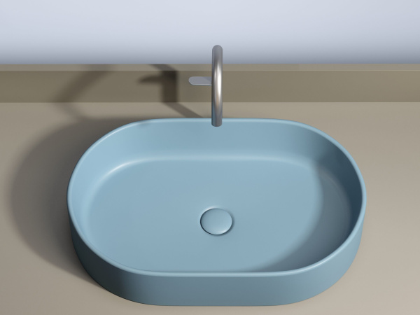 Умывальник чаша накладная овальная Ceramicanova Element 608*385*122мм, Голубой матовый, CN6048ML