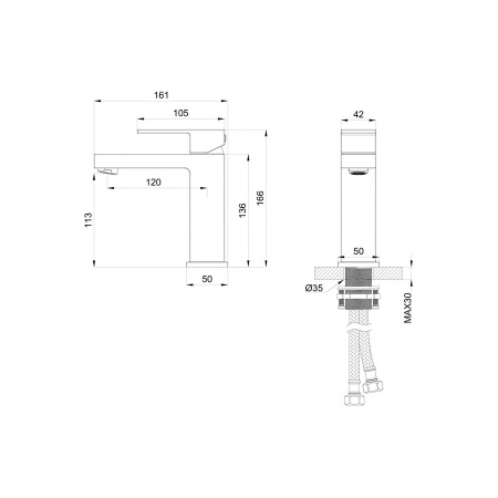 Смеситель для раковины WONZON & WOGHAND, Брашированное золото (WW-88139016-BG)