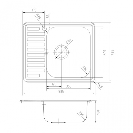 Кухонная мойка IDDIS Strit S STR58PRi77 58.5х48.5