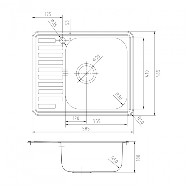 Кухонная мойка IDDIS Strit S STR58PRi77 58.5х48.5