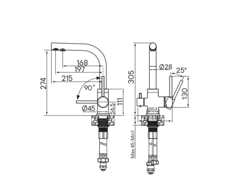 Смеситель для кухни Paulmark ESSEN Es213011-401, антрацит