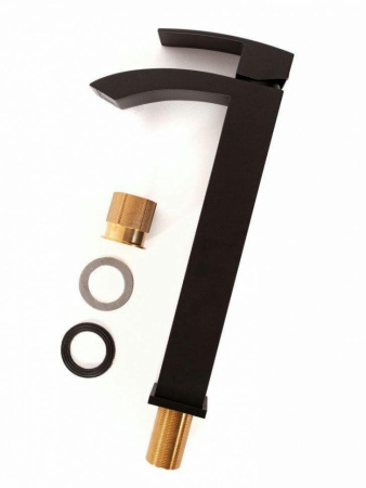 Cмеситель для раковины Высокий Hansberge H2077 Черный матовый