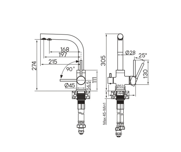 Смеситель для кухни Paulmark ESSEN Es213011-401TB, антрацит полностью