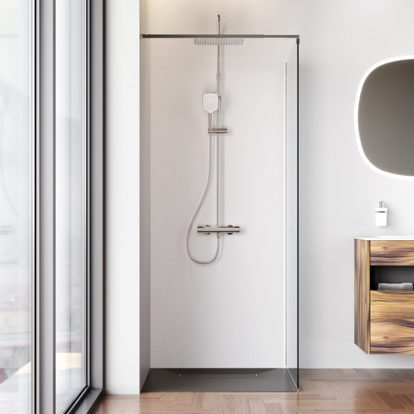 W84WI-80-F1-MTE Душевая перегородка AM.PM Func 80x200, стекло прозр. 8 мм + покрытие, профиль мат хром