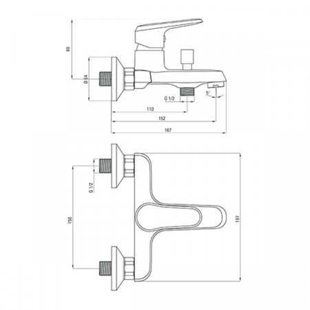 Смеситель для ванны Deante Avis BGV 010M