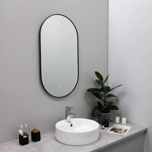 Зеркало с подсветкой LED Fixsen FX-3120B овальное 50х120 см, черное