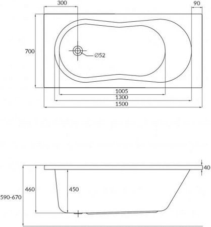 Акриловая ванна Cersanit Nike 150x70 WP-NIKE*150-W