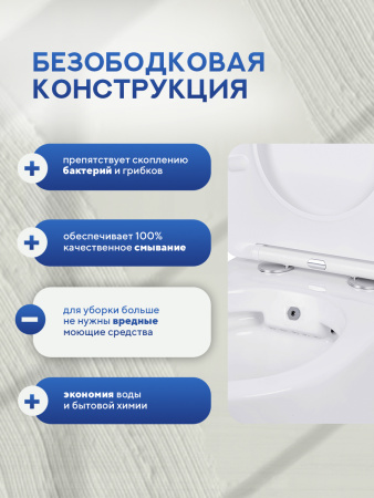 Унитаз подвесной безободковый Amore di Mare Delio Bidet P203-X с функцией биде, овальный белый, антивсплеск, фарфор, быстросъемное сиденье дюропласт с крышкой микролифт, антибактериальное покрытие