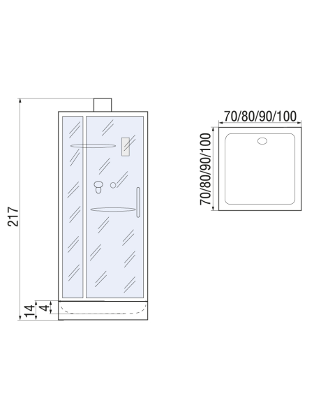 Душевая кабина River TANA Б/К 90 MT 900х900х2170мм