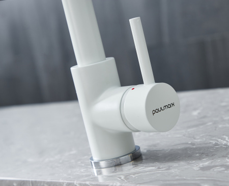 Смеситель для кухни Paulmark KASSEL Ka214311-431TW, белый матовый полностью