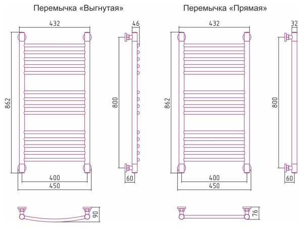 Полотенцесушитель Сунержа Богема+ 800x400 Без покрытия 00-0220-8040