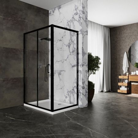 Душевой уголок Roxen Caspia 55060-100B-L 100x80 левый, прозрачное стекло/профиль черный