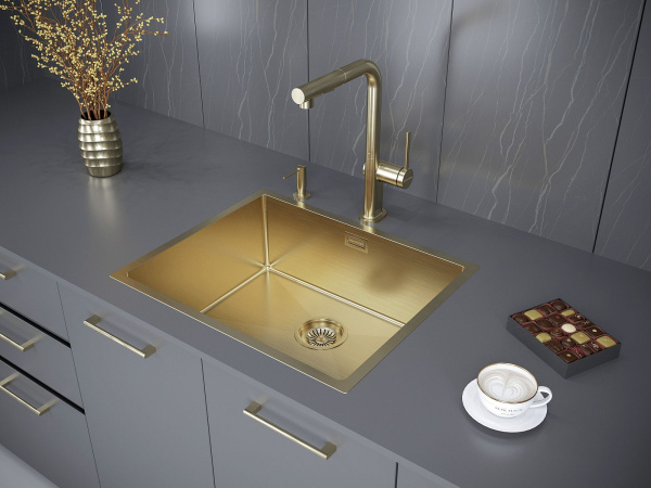 Мойка Paulmark NEXT 54 UNI PM215444-BG 440х540х200 мм, нержавеющая сталь, брашированное золото