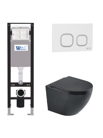 Комплект инсталляции с унитазом Weltwasser AMBERG 350 + MERZBACH 043 MT-BL + AMBERG RD-WT