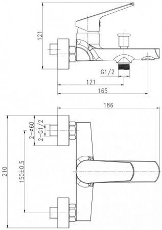 Смеситель для ванны с душем Cersanit Flavis 63035