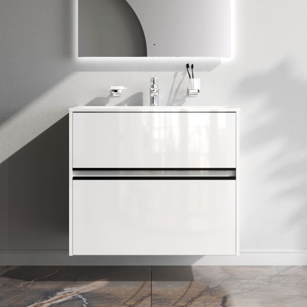 M7BFUX0802WG Sense База под раковину AM.PM, универсальная, 80 см, 2 ящика, белый глянец