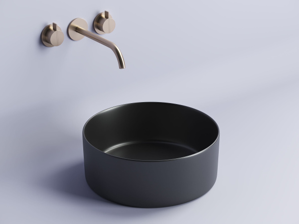 Умывальник чаша накладная круглая Ceramicanova Element 358*358*137мм, Черный матовый, CN6032MB