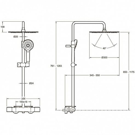 Душевая стойка Jacob Delafon Metro E26589-BL, матовый черный