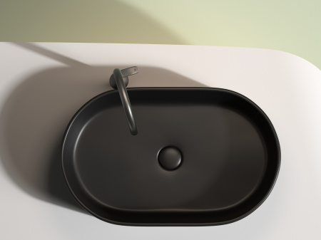 Умывальник чаша накладная овальная Ceramicanova Element 608*385*122мм, Черный матовый, CN6048MB