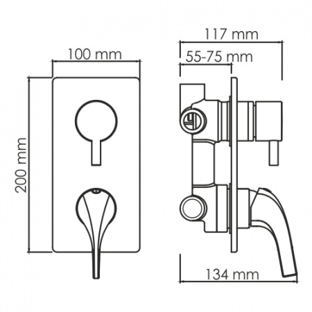 Смеситель для ванны и душа WasserKraft Sauer 7171