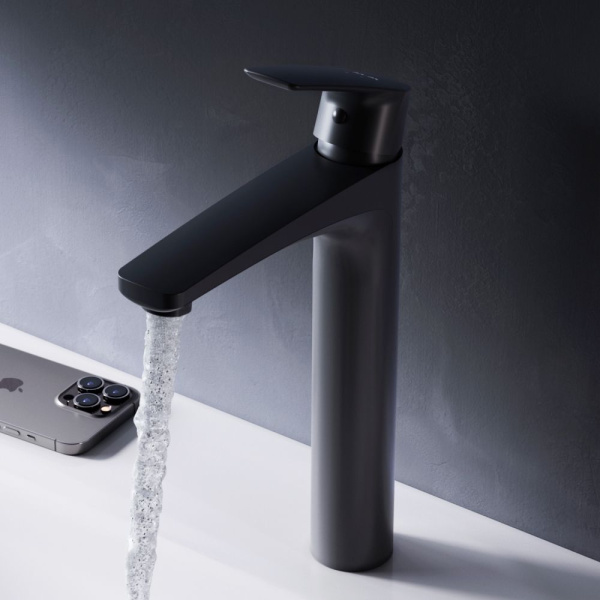 F90A92022 Gem Смеситель для умывальника AM.PM высокий, черный.