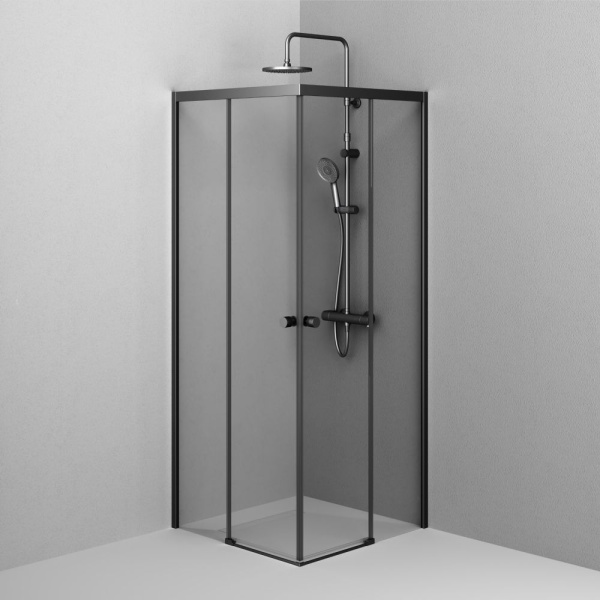 W94G-403-8080-BT1K X-joy Душевое ограждение AM.PM квадратное,раздвиж.двери 80x80 черный мат